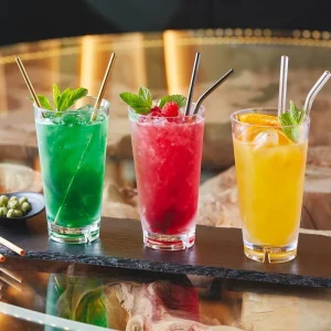 21.5 cm - Cannucce Riutilizzabili Dritte In Acciaio Inox Con scovolino Set 12 Pz