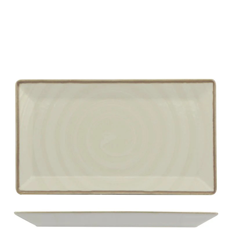 26x15 cm - Vortex Piatto Vassoio Rettangolare In Porcellana - Set 10 Pz