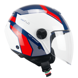 Casco Moto Jet Cgm 167D FLO SPORT Bianco Blu Rosso