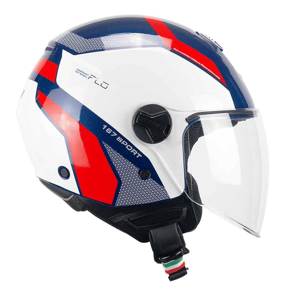 Casco Moto Jet Cgm 167D FLO SPORT Bianco Blu Rosso