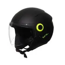 CASCO JET JFM 205 Nero Opaco Scritta Giallo Fluo