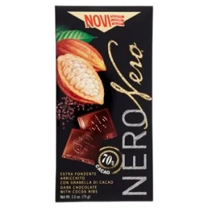 Novi, NeroNero 70% cacao extra fondente con granella di cacao 75 g