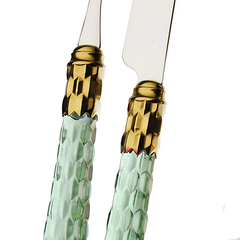 Cristallo Servizio Posate Ghiera Dorata Acciaio Inox - Set 24 Pz - immagine 8