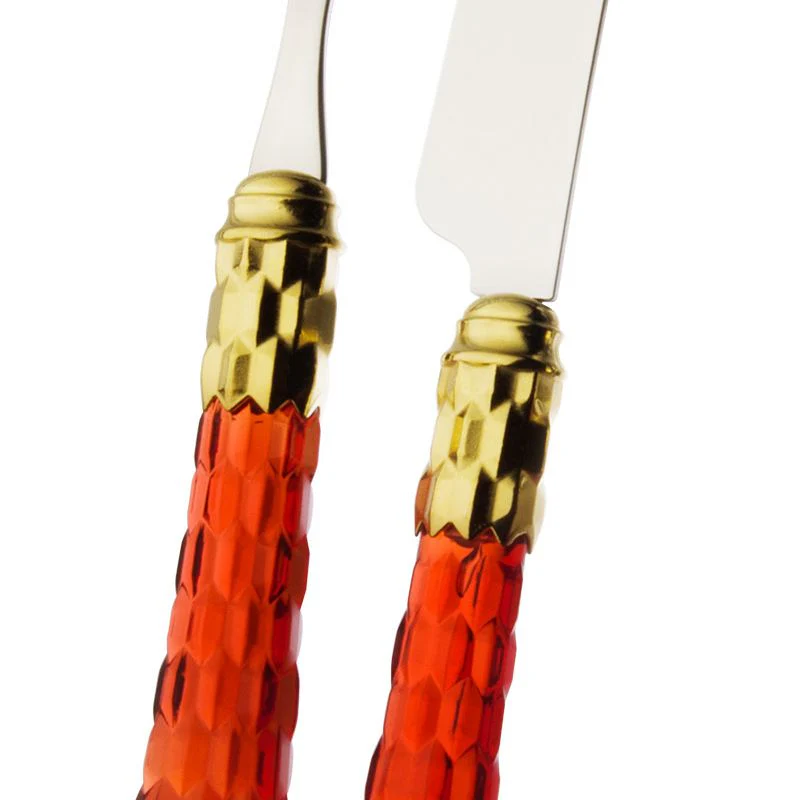 Cristallo Servizio Posate Ghiera Dorata Acciaio Inox - Set 24 Pz - immagine 6