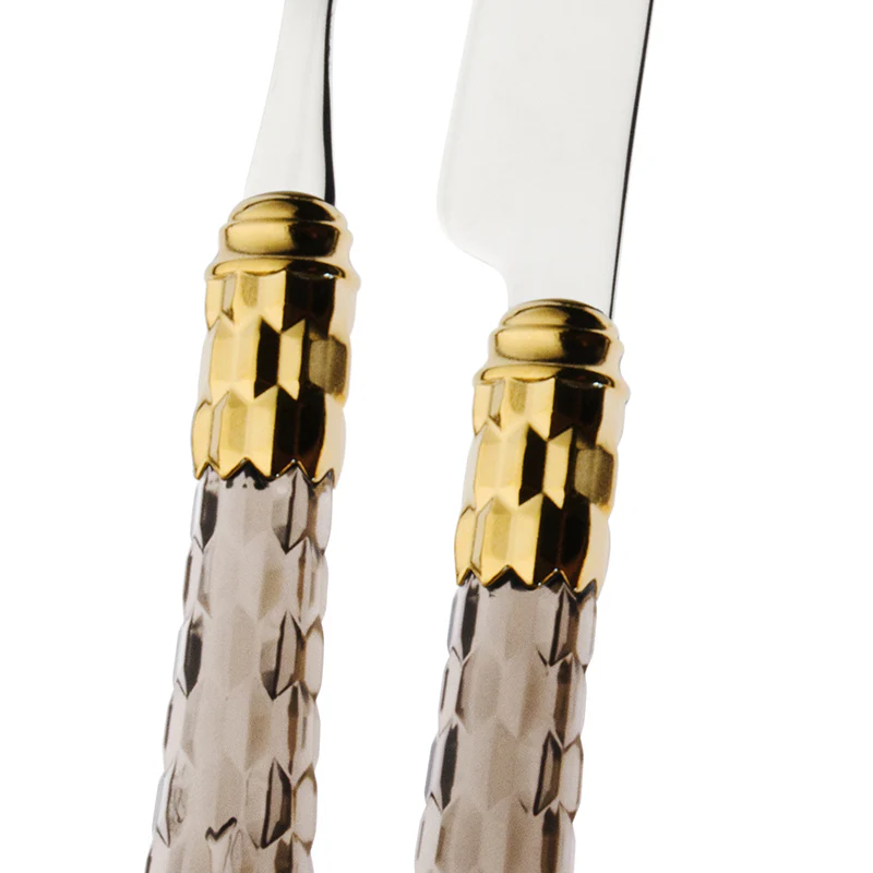 Cristallo Servizio Posate Ghiera Dorata Acciaio Inox - Set 24 Pz - immagine 9