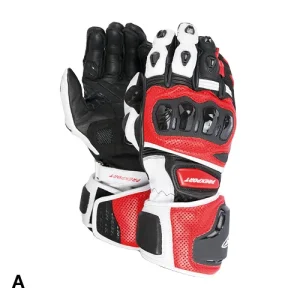 Guanti moto Racing Prexport MONZA BiancoRosso Palmo in Canguro
